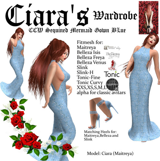 CCW Sequined Mermaid Gown Blue