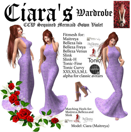 CCW Sequined Mermaid Gown Violet
