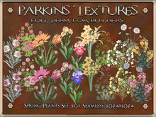 Parkins Textures - Spring Plants Set - 20x Full Perm Alphas, 1024 - Garden, Pot, Flower, Iris, Daisy, Cornflower, Summer