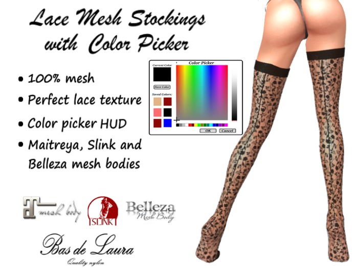 DEMO Lace Mesh Stockings Maitreya with Color Picker