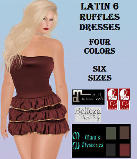 *MM* Latin 6 Ruffles Dress - Four Colors Included !