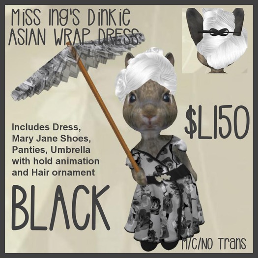 Miss Ing's Dinkie Asian Dress Black and White