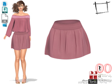 Dae Obj FBX Women's Pink Purple Rose Color Elastic Waist Mini Skater Tennis Beach Summer Skirt 
