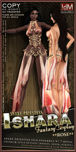 !dM deviousMind "Ishara" **ROSE** Snake Priestess Dancer Silks