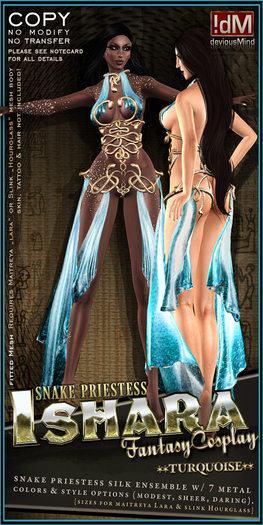 !dM deviousMind "Ishara" **TURQUOISE** Snake Priestess Dancer Silks