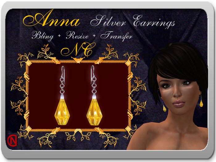 *NC*ANNA Silver Earring Amber (BOX)