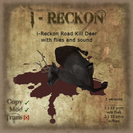 i-Reckon itsa Road Kill Deer w and w/o flies (Boxed)