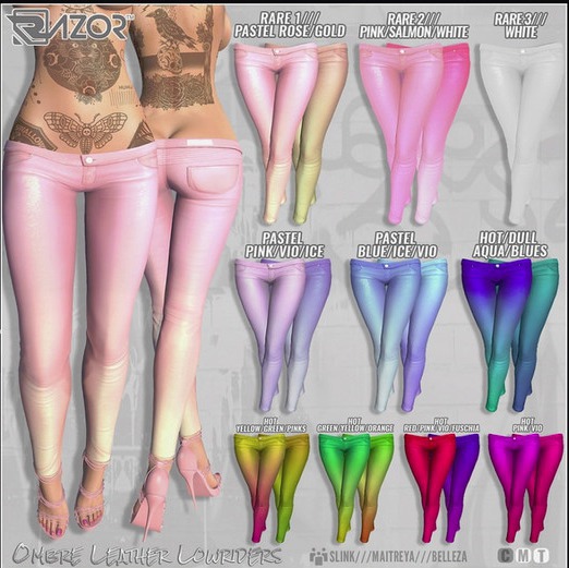 Razor/// Lowrider Leather Pants - OMBRE - Hot Yellow/Grn/Pinks