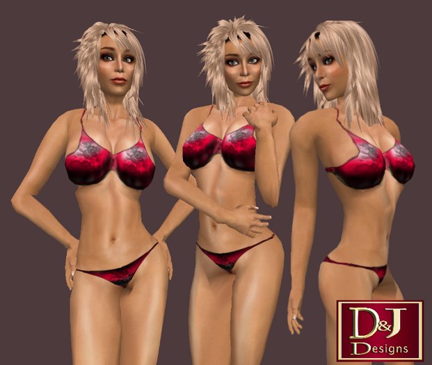 D&J Red Flower Bikini