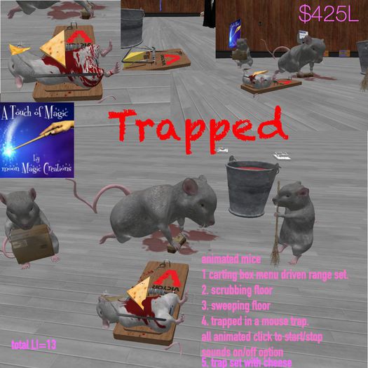 Trapped Animated Mice 5 pc set-crate