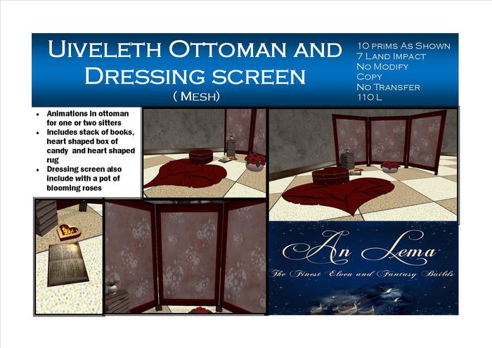 Uiveleth ottoman and dressing screen