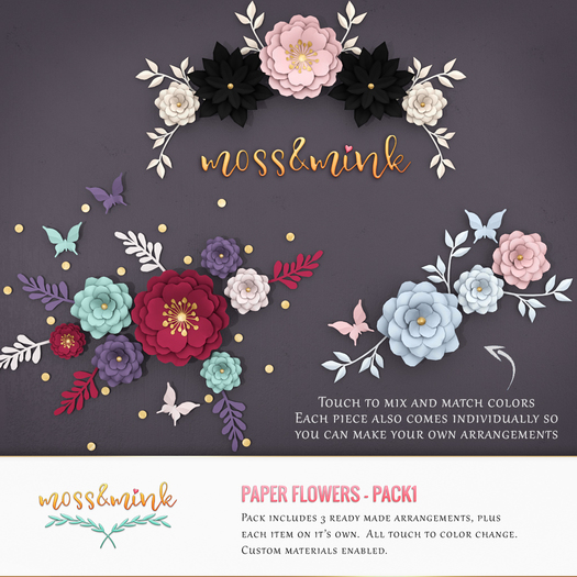 {moss&mink} Paper Flowers - Pack1