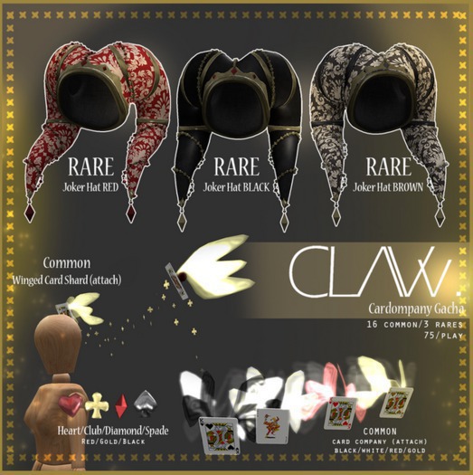 Second Life Marketplace C LA Vv. Winged Card Shards Spade Gold