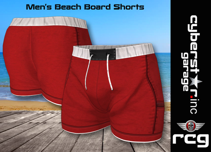 Men's Beach Board Shorts - Red