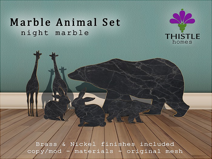 Thistle Marble Animal Set Night (add to open)