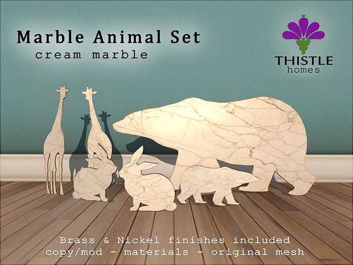 Thistle Marble Animal Set Cream (add to open)
