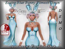 DEMO-Easter Blue Bunny Fitmesh Gown with Heels