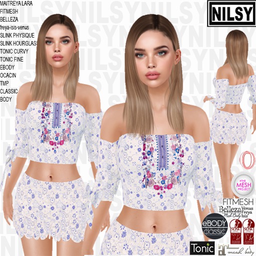 NILSY BOW SLEEVE TOP AND LACED SHORTS,ALL BODIES