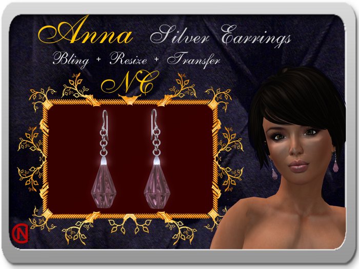 *NC*ANNA Silver Earring Amethyst (BOX)