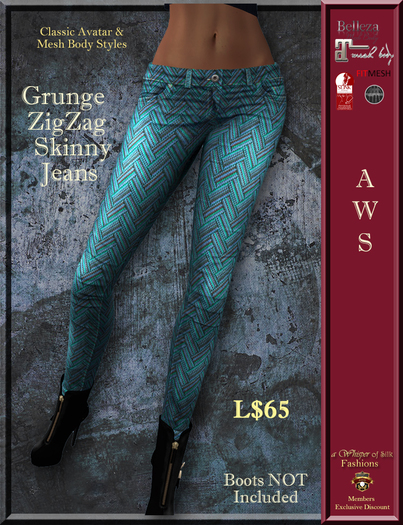 AWS-WGC Ladies GRUNGE Skinny Jeans Z02 - Fitmesh MAITREYA BELLEZA SLINK