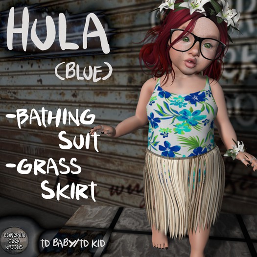 Concrete Geek Kiddos Hula Outfit Blue