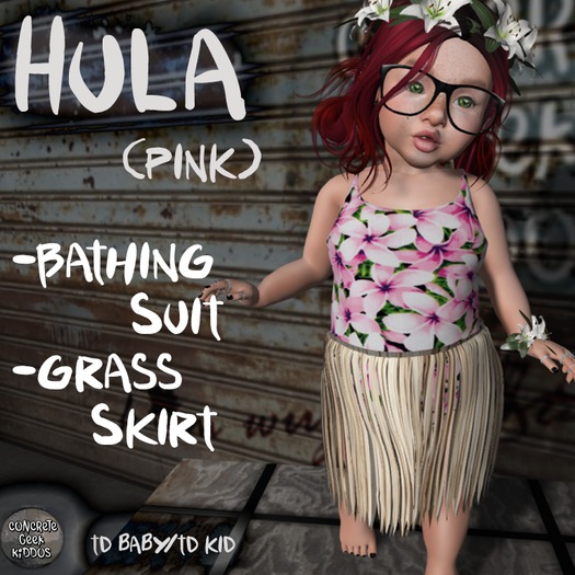 Concrete Geek Kiddos Hula Outfit Pink