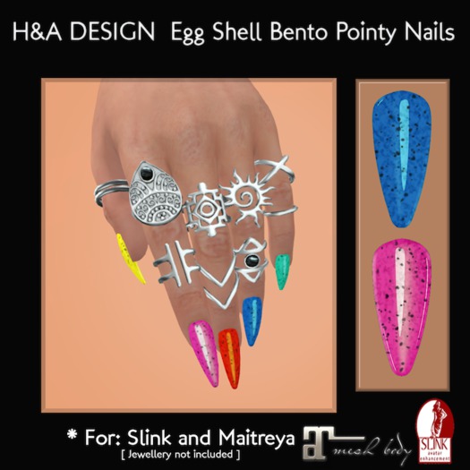 [H&A Designs] - Egg Shell Bento Pointy Nails*EASTER SPECIAL*- Maitreya, Slink 