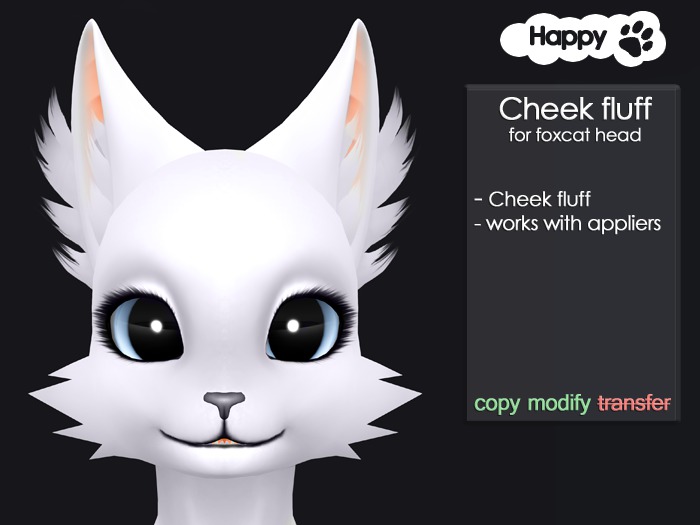Happy Paw - Cheek fluff (foxcat head)