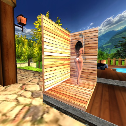 Wood Pool/Garden Shower Rack