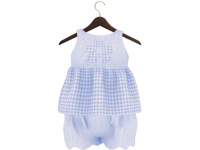 {PL} Gingham Flower Set (Sky)