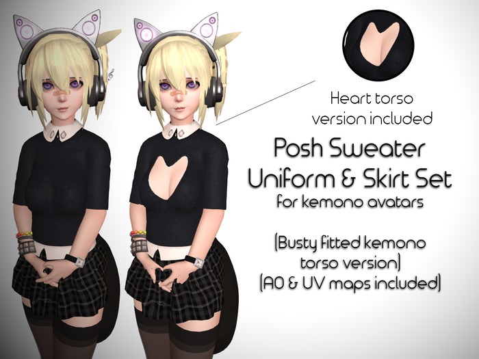 LMF Fitted Kemono Torso Posh Sweater Uniform & Skirt Set