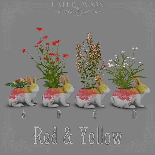 *pm* Wildflower Wabbits Planters: Red & Yellow (ADD ME)