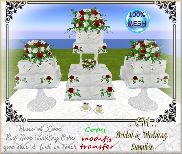 ..CM.." Roses of Love"  Red Rose Wedding Cake & Table