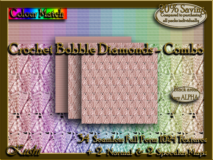 Crochet Bobble Diamonds Combo Textures