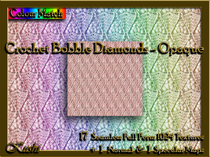 !Kushi! CrochetBobbleDiamondsOPAQUE Textures -WearToUnpack