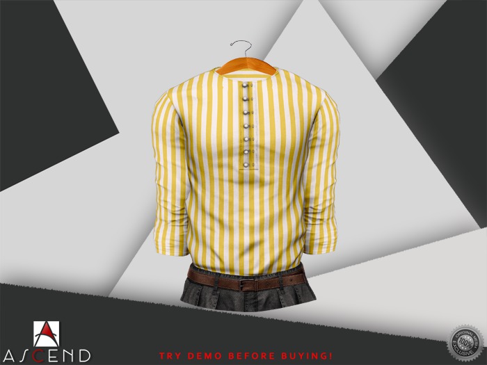 //Ascend// Tom Collarless Shirt-STRIPES FREESIA 