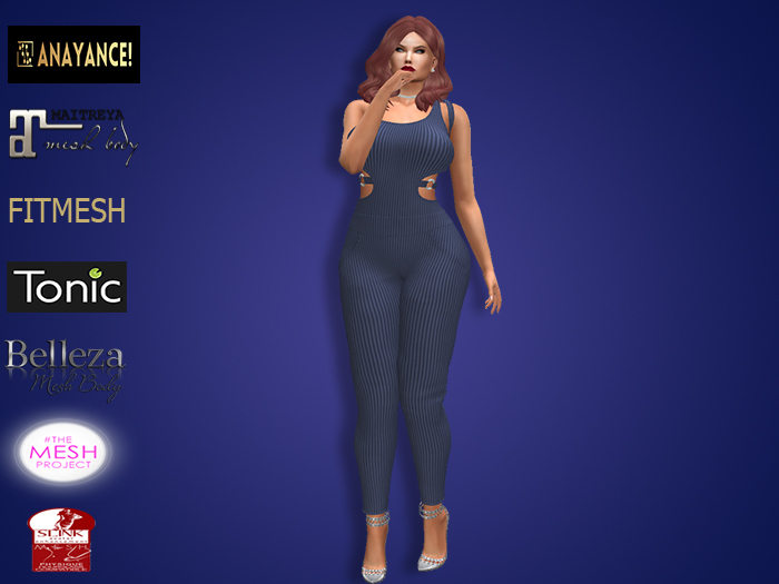 Anayance! One Shoulder Jumpsuit Blue