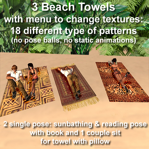 3 Beach Towels with Animations, low prims
