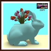 Easter - Bunny Rabbit Vase with Tulips - Pastel Teal