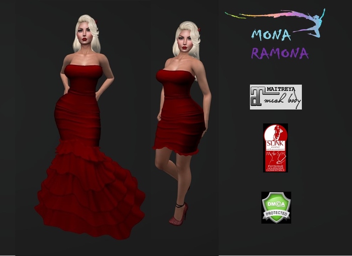 MONA mermaid FORMAL RED DRESS BX