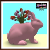 Easter - Bunny Rabbit Vase with Tulips - Pastel Pink