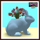 Easter - Bunny Rabbit Vase with Tulips - Pastel Blue