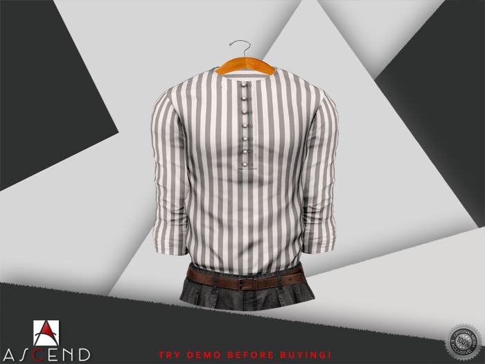 //Ascend// Tom Collarless Shirt-STRIPES FORTESS GRAY [ADD ME]