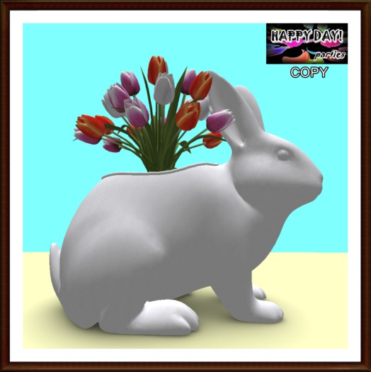 Easter - Bunny Rabbit Vase with Tulips - White