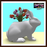 Easter - Bunny Rabbit Vase with Tulips - White