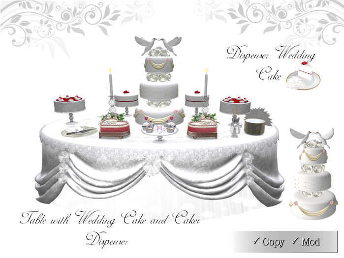 Maya's - Table with Wedding Cake and Cakes / Dispenser