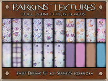 Parkins Textures - Sweet Dreams Set - 20x Full Perm Seamless 1024 - Fabric, Clothing, Pink, Cloth, Nursery, Kid, Child