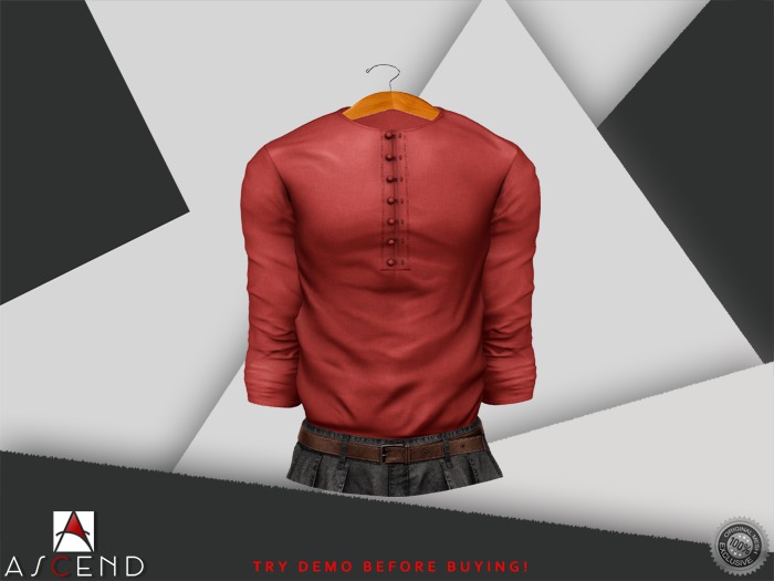 //Ascend// Tom Collarless Shirt-PLAIN RUST