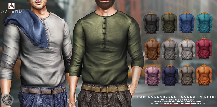 //Ascend// Tom Collarless Shirt-PLAIN FATPACK 1