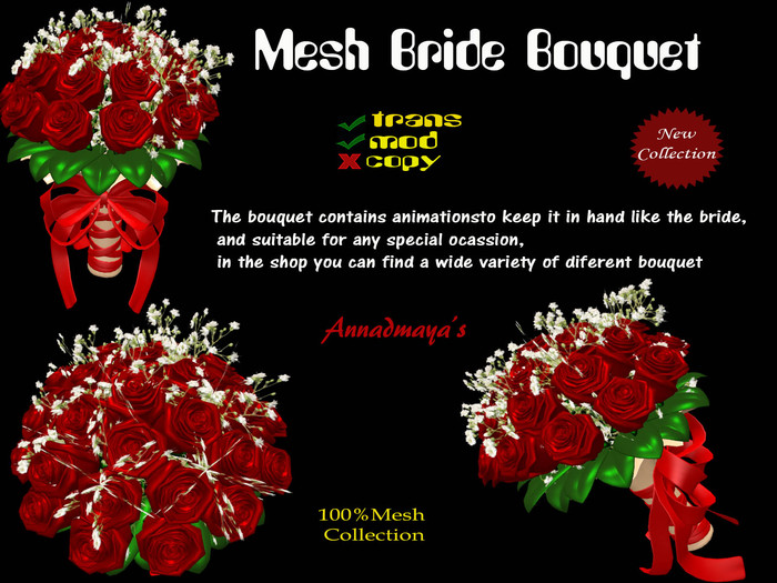 Mesh Bride Bouquet Red